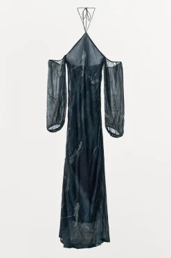 ZARA Vestidos|Lingerie^VESTIDO HALTER FIO METALIZADO MISSANGAS Azul