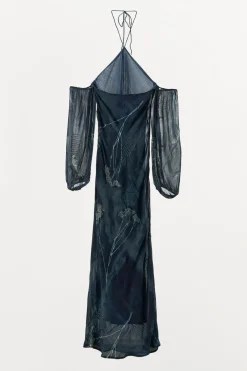 ZARA Vestidos|Lingerie^VESTIDO HALTER FIO METALIZADO MISSANGAS Azul