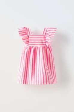VESTIDO JACQUARD ÀS RISCAS-ZARA Online