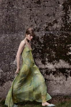 ZARA Vestidos|Lingerie^VESTIDO LONGO ESTAMPADO FLORES Verde