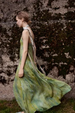 ZARA Vestidos|Lingerie^VESTIDO LONGO ESTAMPADO FLORES Verde