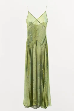 ZARA Vestidos|Lingerie^VESTIDO LONGO ESTAMPADO FLORES Verde