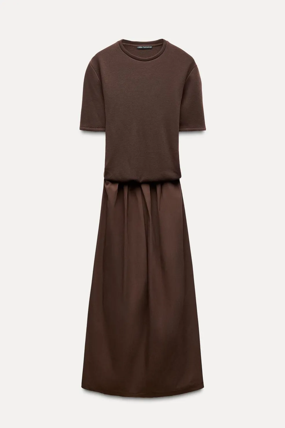 ZARA Winter Layersnew|Vestidos^VESTIDO MIDI COMBINADO Castanho