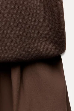 ZARA Winter Layersnew|Vestidos^VESTIDO MIDI COMBINADO Castanho