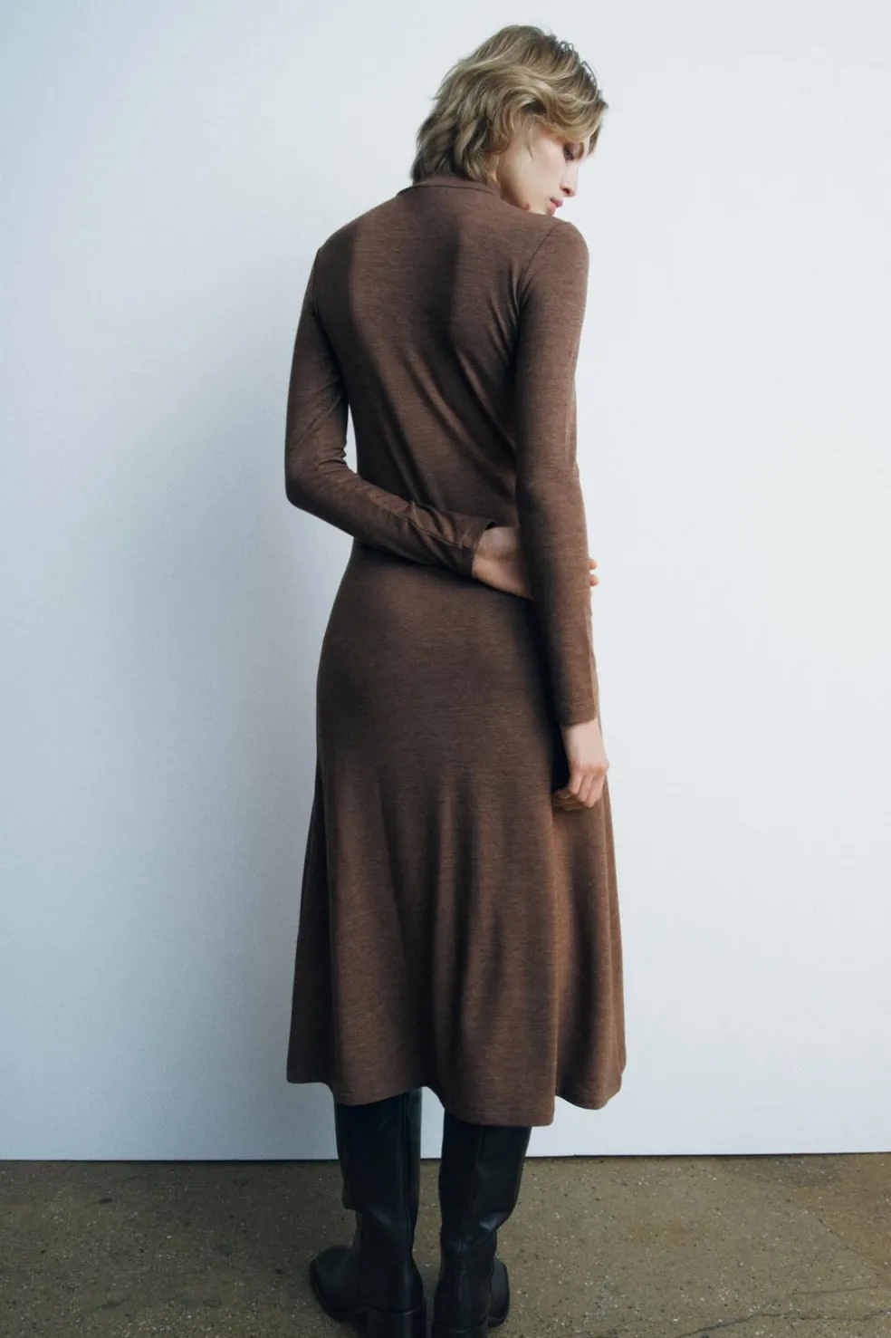 ZARA Winter Layersnew|Vestidos^VESTIDO MIDI SUAVE castanho-vison