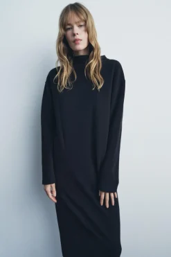 ZARA Winter Layersnew|Vestidos^VESTIDO MIDI SUAVE Preto