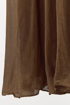 ZARA Vestidos|Lingerie^VESTIDO PLISSADO RENDA MISSANGAS Castanho