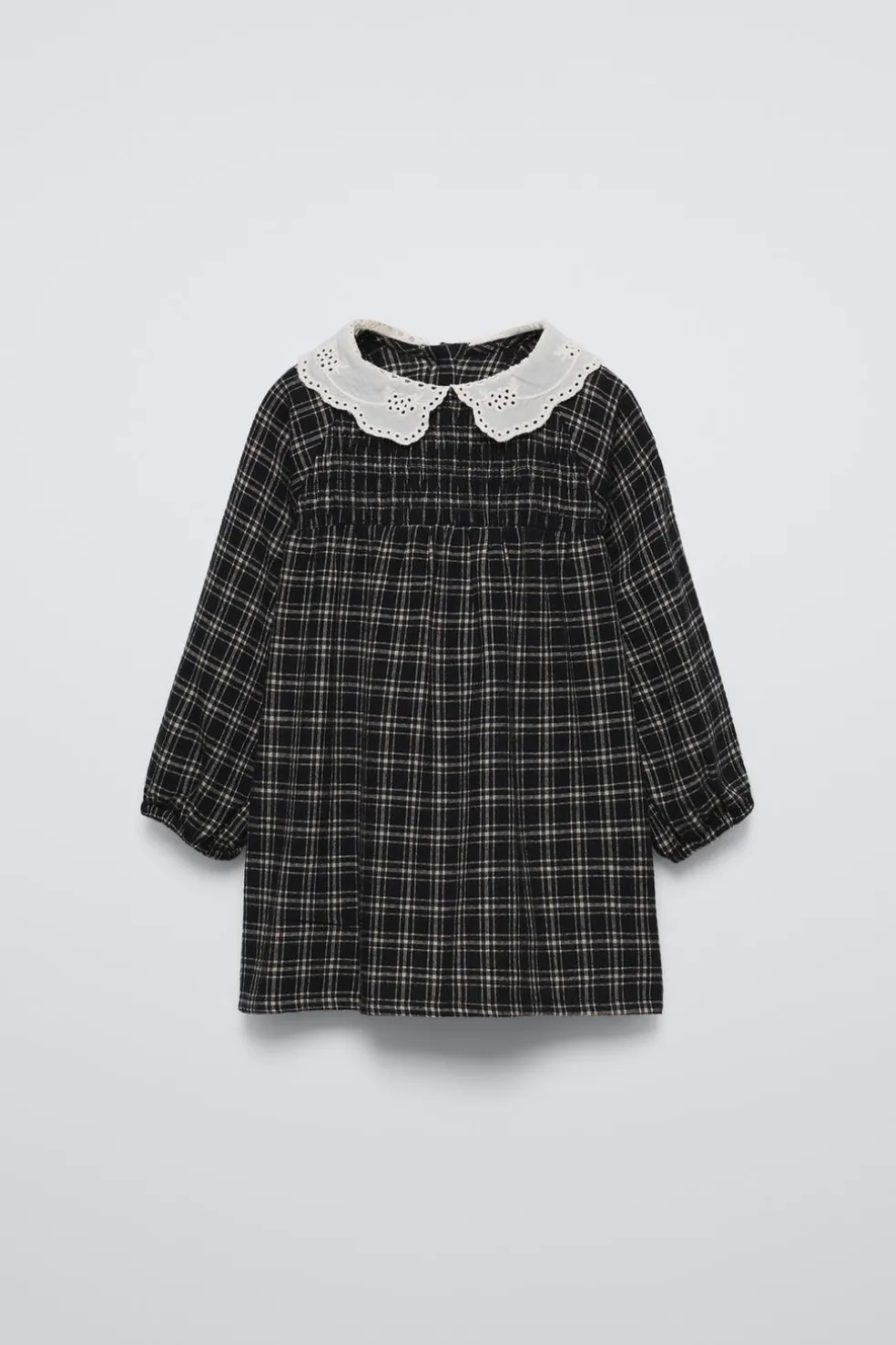 VESTIDO QUADRADOS GOLA BORDADA-ZARA Flash Sale