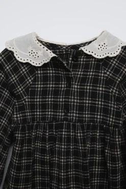 VESTIDO QUADRADOS GOLA BORDADA-ZARA Flash Sale