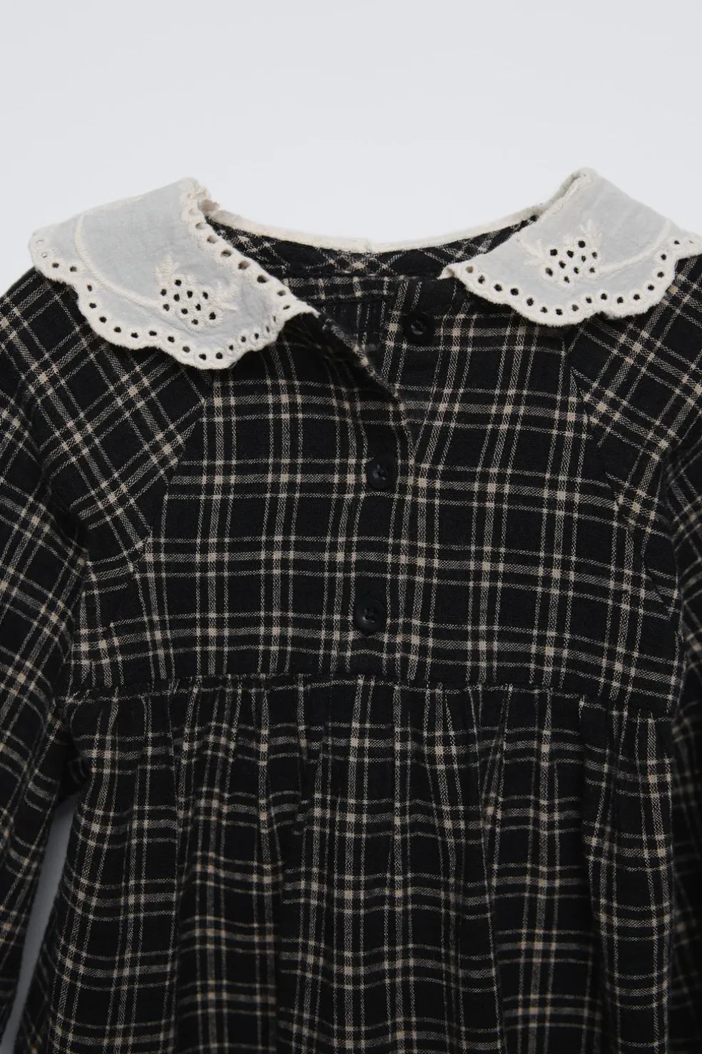 VESTIDO QUADRADOS GOLA BORDADA-ZARA Flash Sale