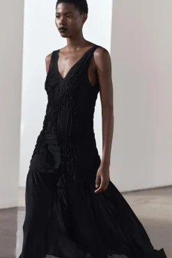 ZARA Vestidos|Lingerie^VESTIDO SEMITRANSPARENTE TEXTURA Preto