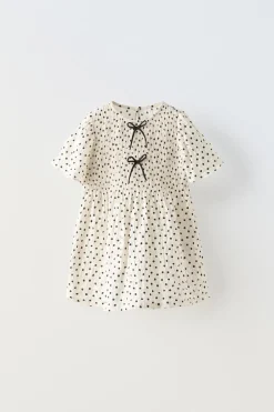 VESTIDO TEXTURA BOLINHAS LAÇOS-ZARA Shop