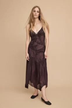 ZARA Vestidos|Lingerie^VESTIDO TEXTURA RENDA Chocolate