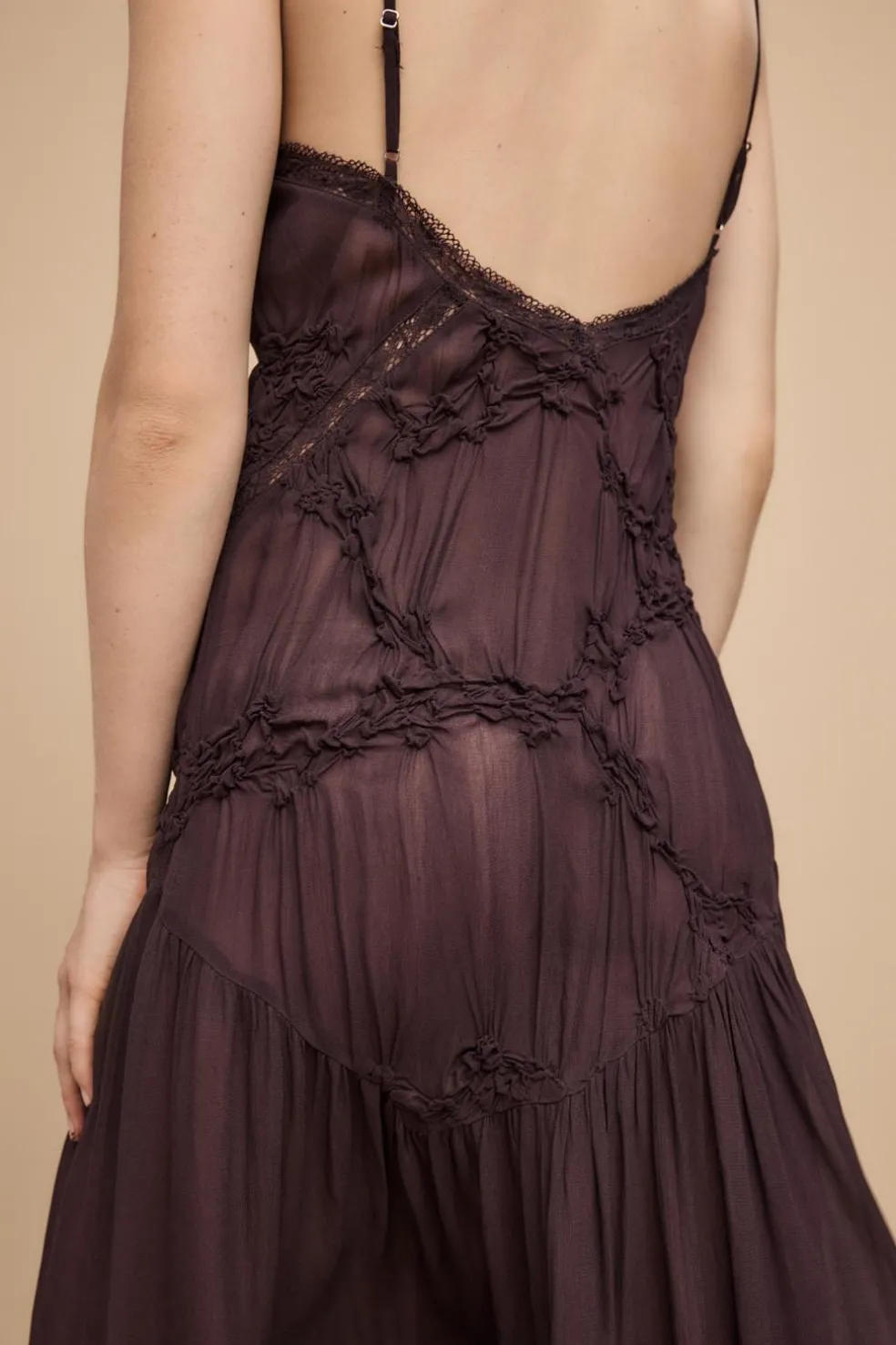 ZARA Vestidos|Lingerie^VESTIDO TEXTURA RENDA Chocolate
