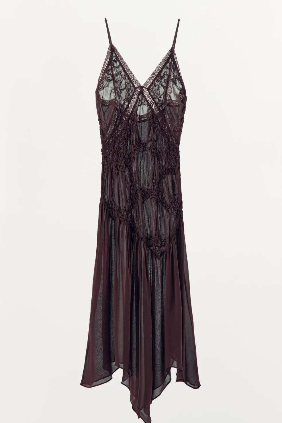 ZARA Vestidos|Lingerie^VESTIDO TEXTURA RENDA Chocolate