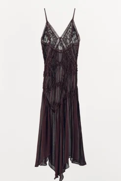 ZARA Vestidos|Lingerie^VESTIDO TEXTURA RENDA Chocolate