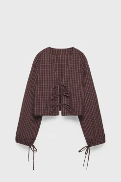 Z3D BLUSA AOS QUADRADOS COM LAÇOS-ZARA Discount