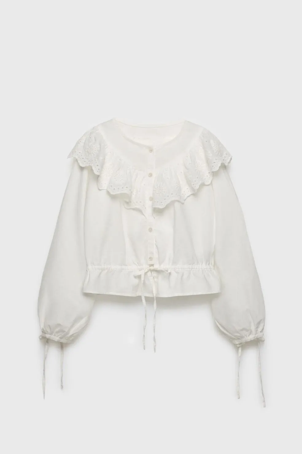 Z3D BLUSA ROMÂNTICA COM FOLHO E RENDA-ZARA Fashion