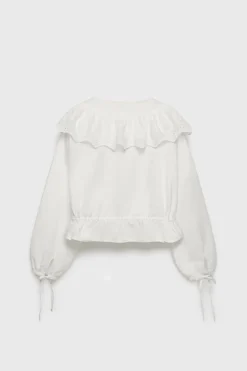 Z3D BLUSA ROMÂNTICA COM FOLHO E RENDA-ZARA Fashion