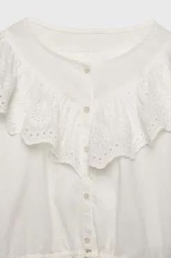 Z3D BLUSA ROMÂNTICA COM FOLHO E RENDA-ZARA Fashion