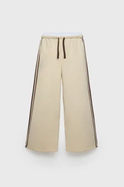 Z3D CALÇAS DE FELPA CINTURA DUPLA COM FAIXAS-ZARA Fashion