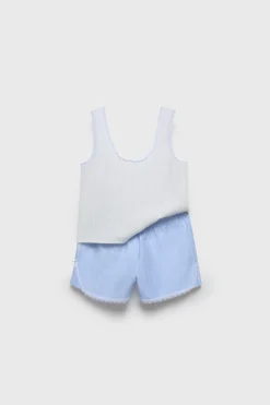 Z3D CONJUNTO DE T-SHIRT POINTELLE E CALÇÕES BERMUDA ÀS RISCAS-ZARA Best Sale